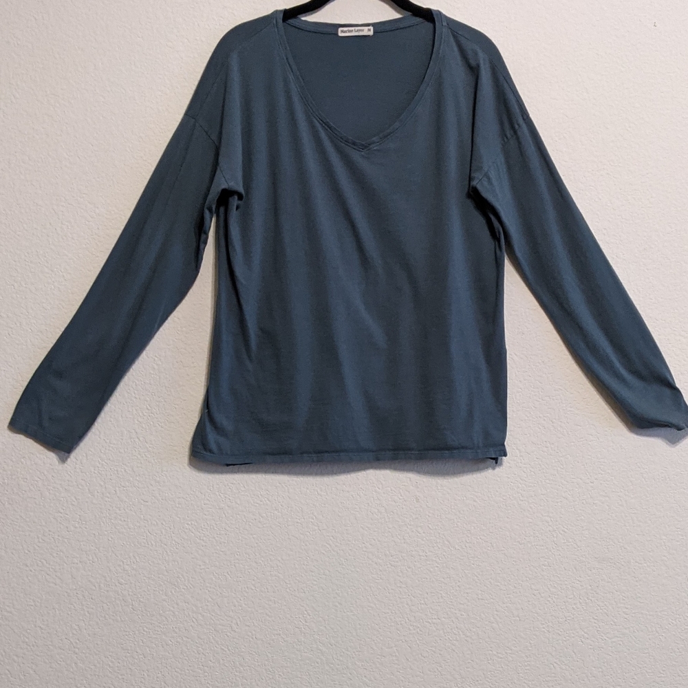 Marine Layer Moss Green Long Sleeve Cotton/Modal Baselayer Shirt Women's Size M